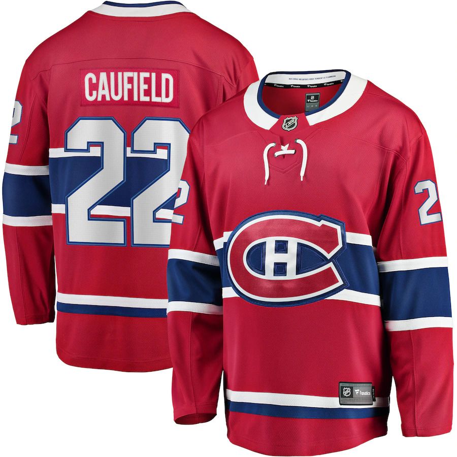 Men Montreal Canadiens #22 Cole Caufield Fanatics Branded Red Home Breakaway Replica NHL Jersey->nfl hats->Sports Caps